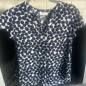 Calvin Klein Navy and White Patterned Blouse